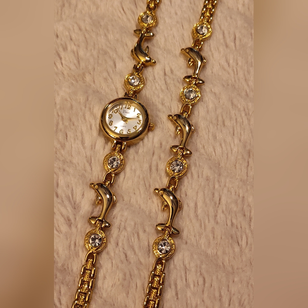 NEW!! Vivani Watch & Bracelet Set (Dolphins)